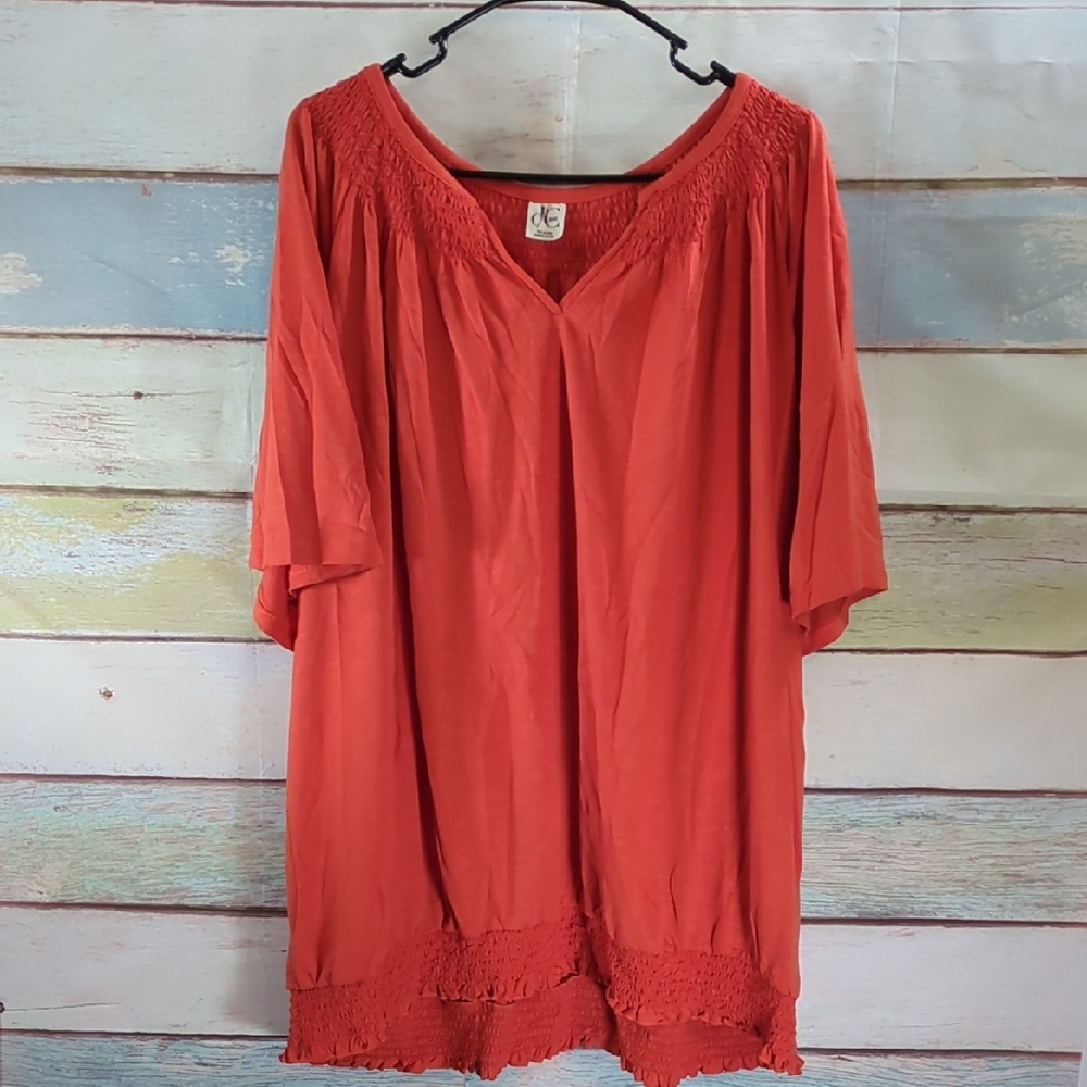 DC jeans Boho Smocked Yoke Orange Tunic Top